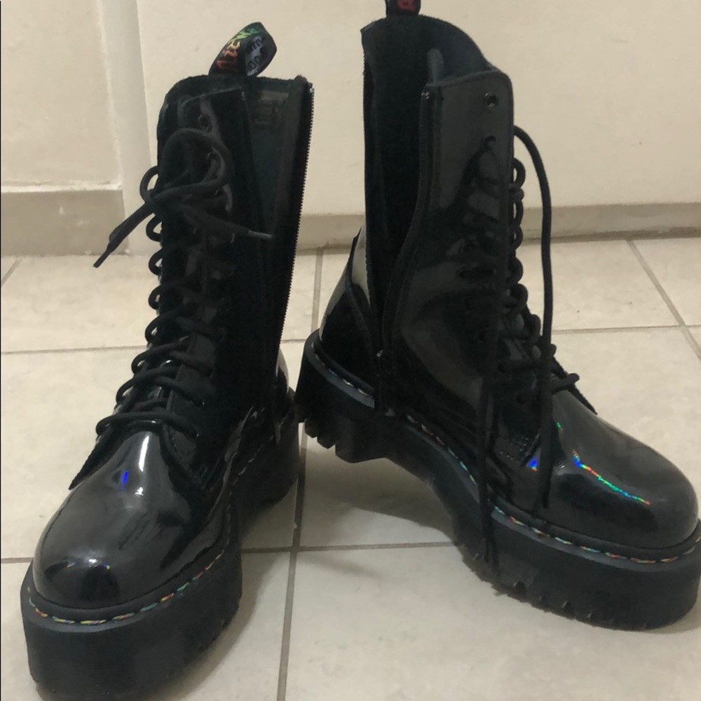 Dr. Marten Hi Rainbow Patent boots